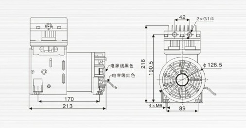 臺(tái)冠JP-180S壓縮泵外觀尺寸圖